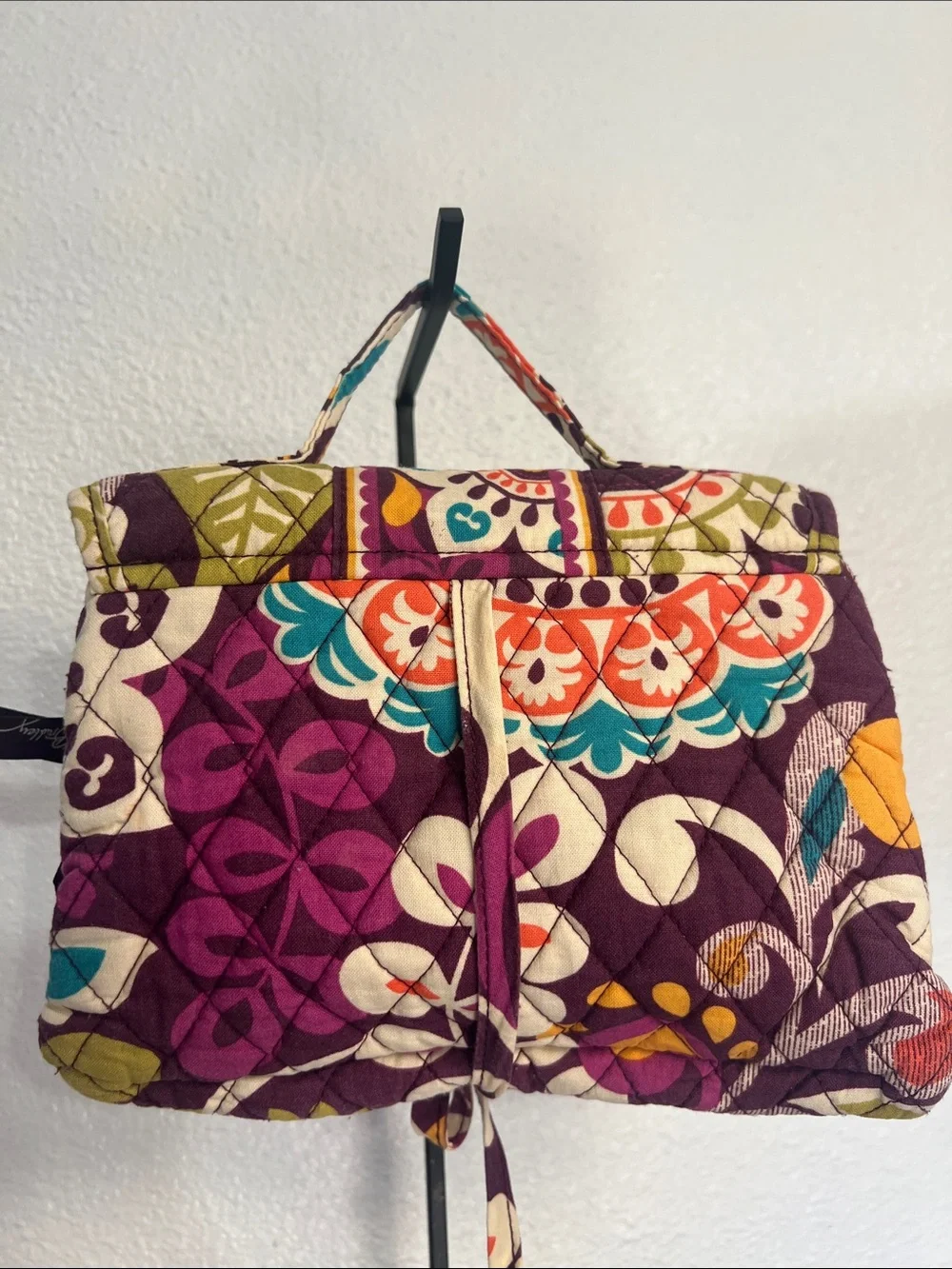 Vera Bradley Quilted Cosmetic Organizer in Purple, Cream & Teal